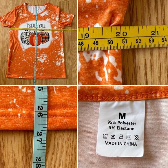 Its Fall Yall T Shirt Sz Medium Graphic Print Orange Pumpkin Design Casual Top - Picture 6 of 9